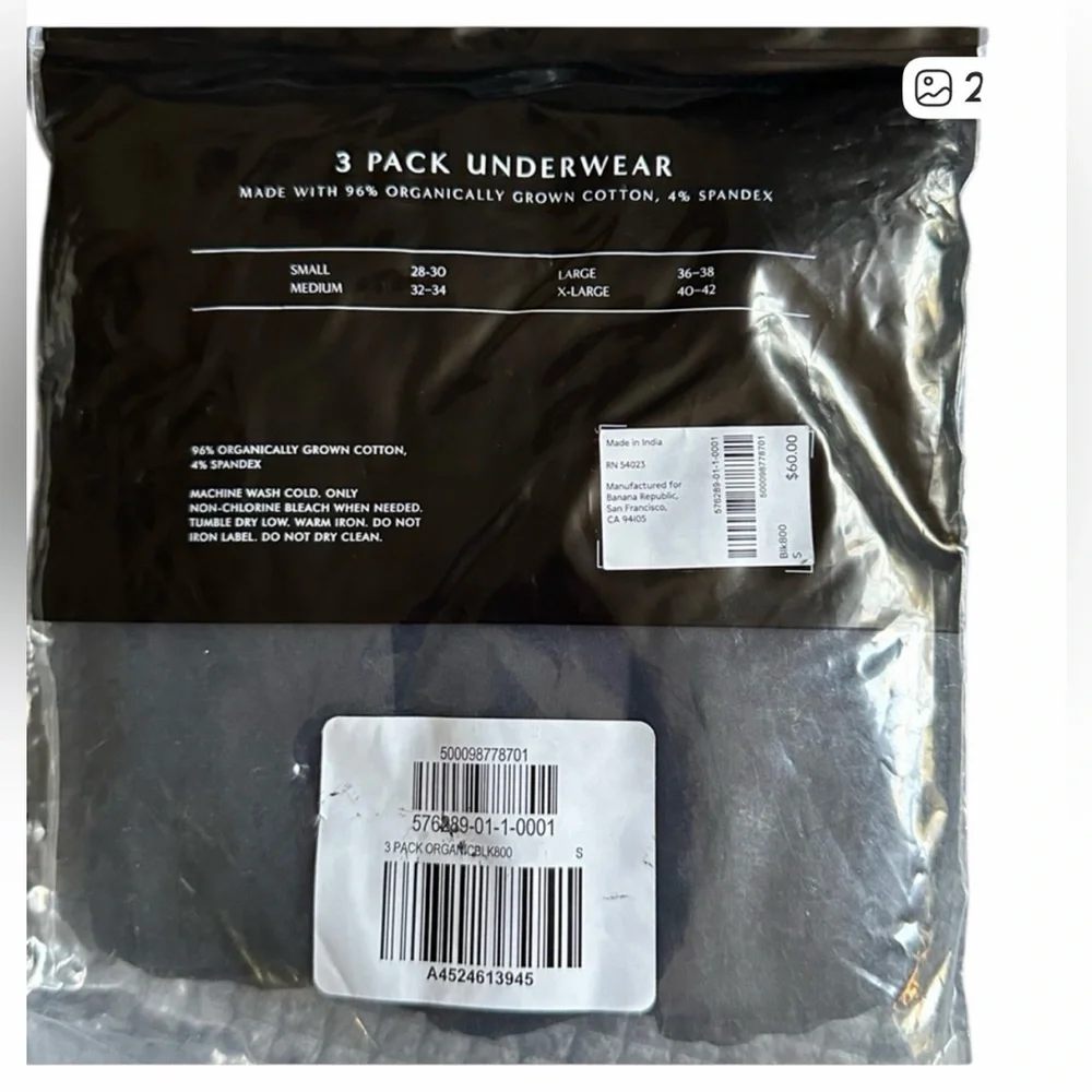 Banana Republic Black Men's 3 Pack Knit Boxer Briefs - Size Small - NWT